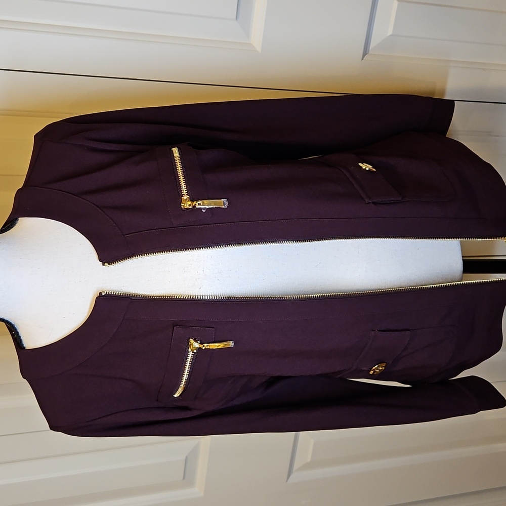BOSTON PROPER Purple amd Gold Utility Jacket with Modern Silhouette XS Zipup - Picture 4 of 11